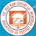 Ch. Het Ram Johari Lal Memorial College of Education logo